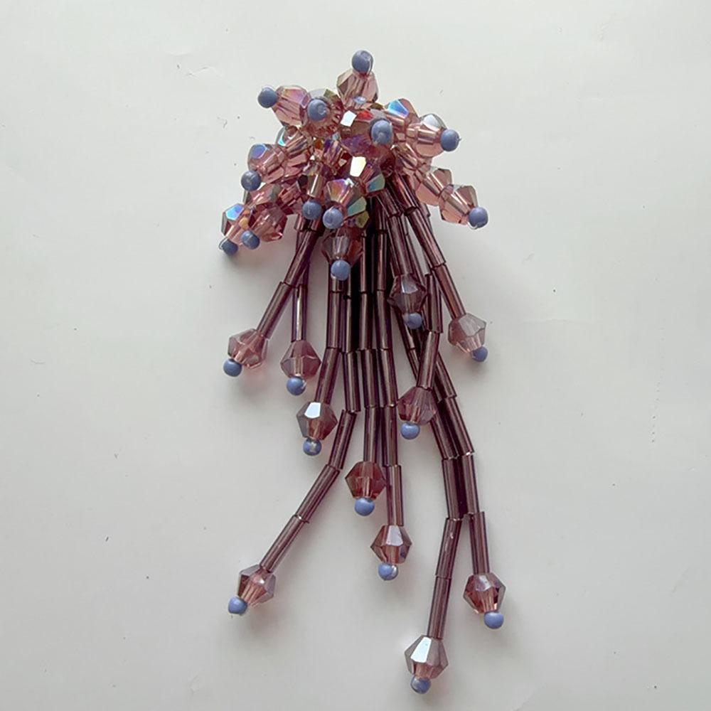 3D Flower Design Shoe Charms Tassel Finished Crystal Beaded Clothing Accessories DIY Long Earrings Beaded Brooch For Crocs Shoes