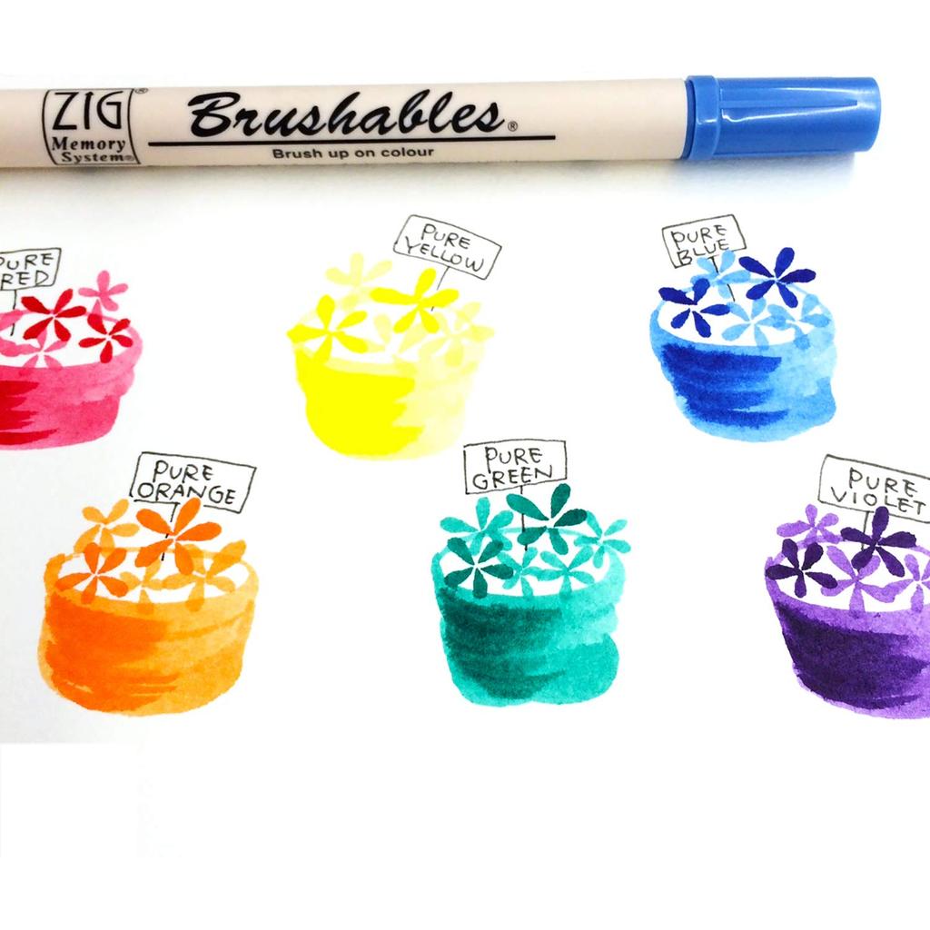 Kuretake Pen ZIG MS Brushables Vivid Water-Based MS-7700/6VVI
