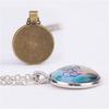 Vintage Steampunk Dragon Po Cabochon Glass Bronze Pendant Necklace
