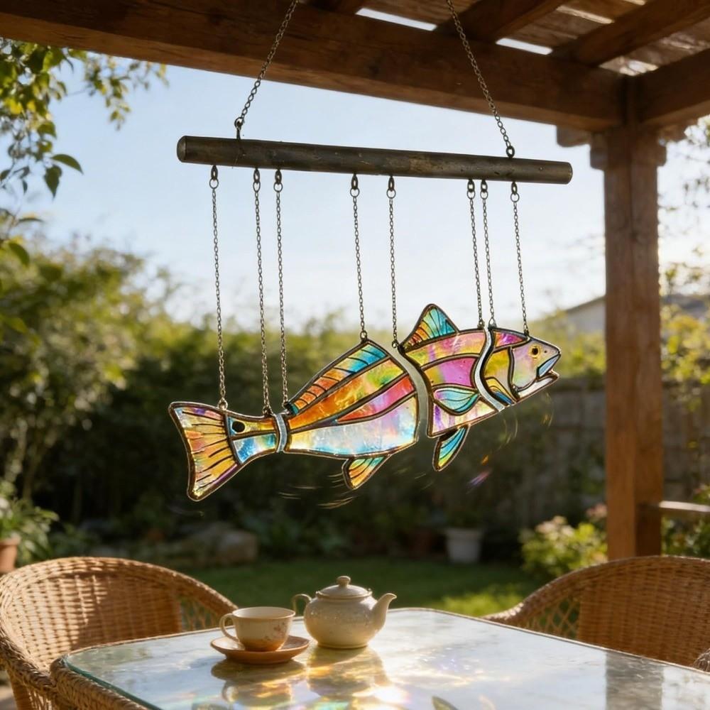 Clear Vivid Acrylic Fish Wind Chime Hand-Painted Fish Hanging Ornament Car Decorations
