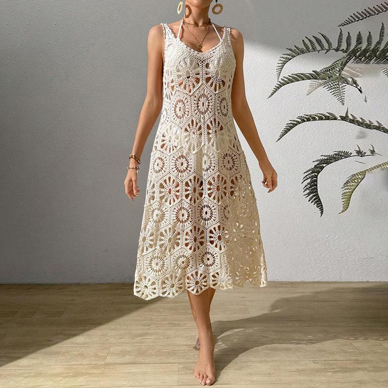 

Новая летняя пляжная юбка женская однотонная сексуальная вязаная крючком пляжная бикини купальник женское платье One size