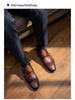 Men's Genuine Leather Slip-On Monk Shoes - Square Toe Business Casual