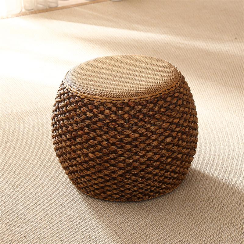Klassischer runder Rattan-Sitzhocker für Wohnzimmer-Teetisch-Schminkbank-Schlafzimmer-Musizierpraxis-Sitz Guzheng-Klavierhocker
