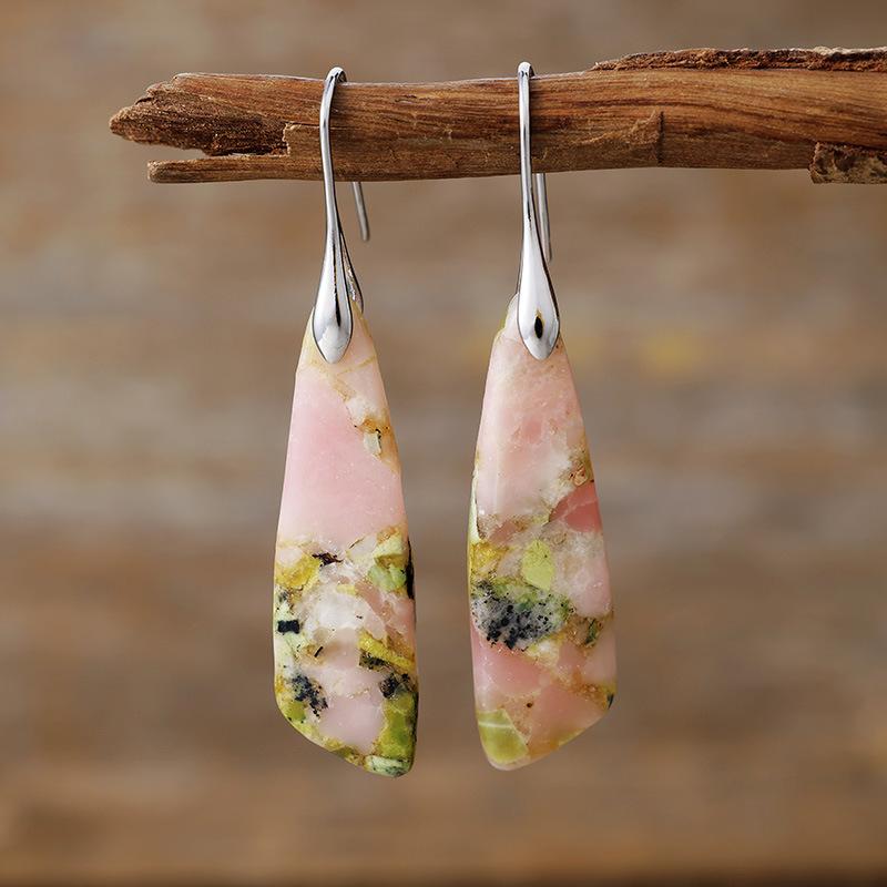 Luxury New Bohemian Emperor Stone Geometric Pendant Earrings Earrings European and American Popular Natural Stone Jewelry