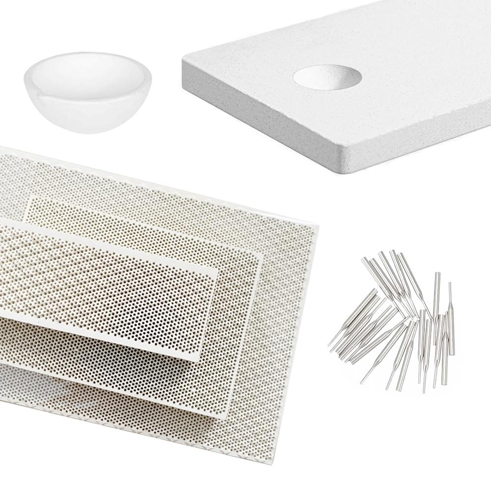 Ceramic Honeycomb Soldering Plate Reverse Tweezers Heat Resistant Pad Includes Ceramic Casserole for Jewelry Making Jewelry Soldering Kit