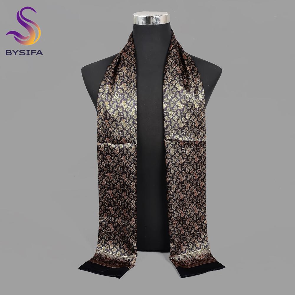 BYSiIFY|light Coffee Plaid Silk Cravat Scarf Men Winter Fashion Business Long Scarves Cravats Male Brand Soft Scarf Tie 160*26cm