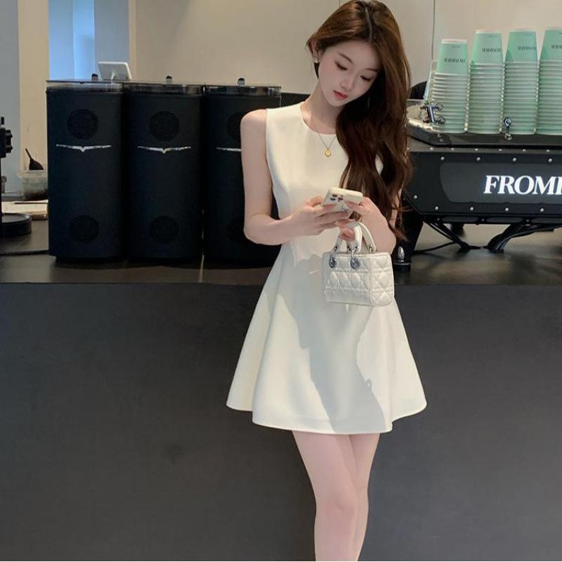 Small temperament sleeveless waist dress for women's years! Summer a-word French style short vest skirt