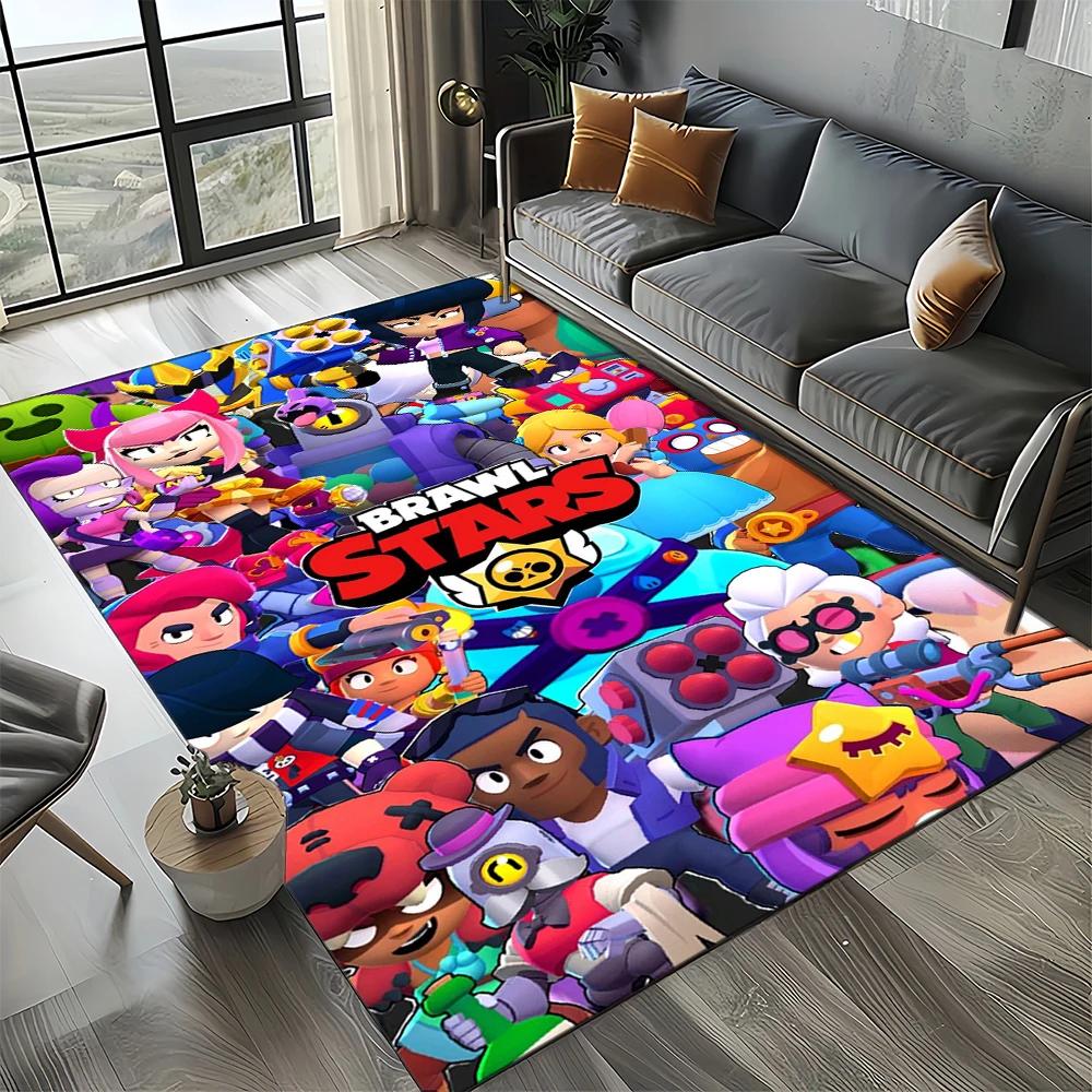 HOT B-Brawlls Cartoon Game 3D Print Rug Carpet for Living Room Bedroom Home Decor,kids Play Non-slip for Sofa Doormat