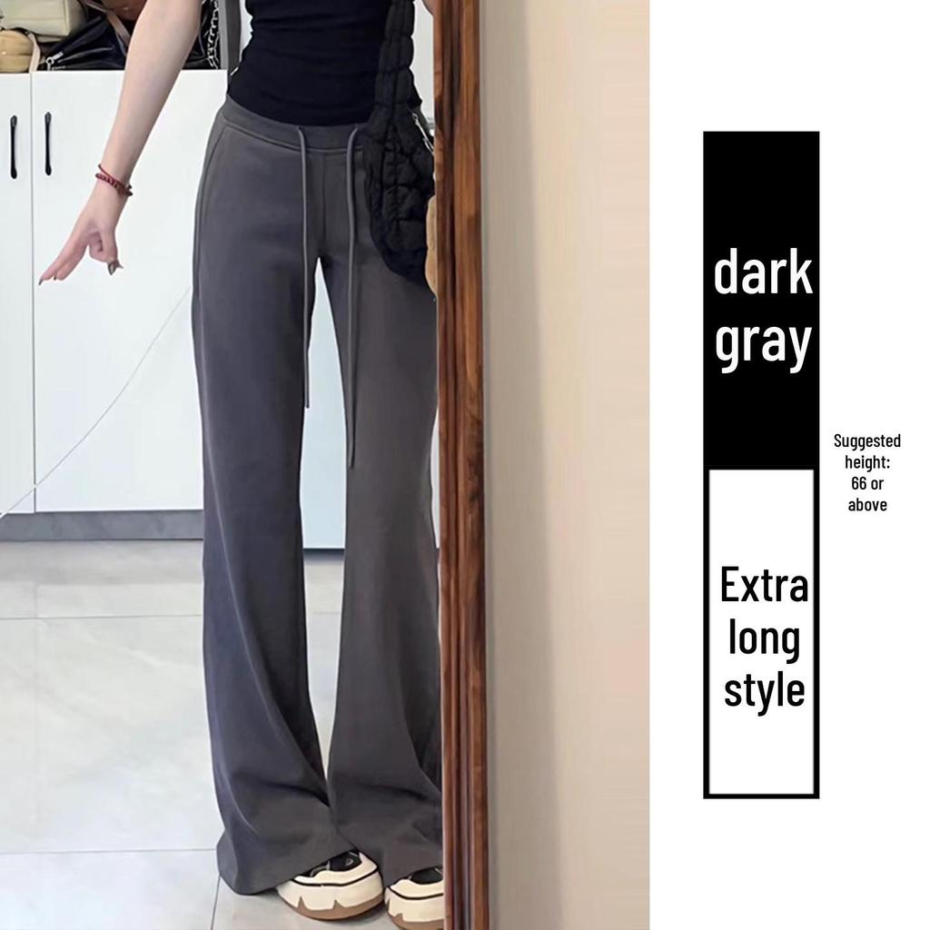 Winter 2025 Women's High-Waisted Pink Fleece-Lined Micro-Flare Sweatpants - Petite Size.