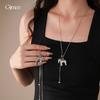 Stainless Steel Korean Ins Style Pony Pendant Necklace Sweater Chain Fashionable Personality Versatile Item Jewelry