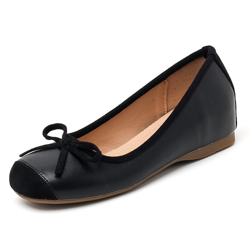 Spring and Autumn New Ballet Shoes Small Inner Height Increase Single Shoes Square Head Shallow Mouth Soft Sole Mary Jane Shoes