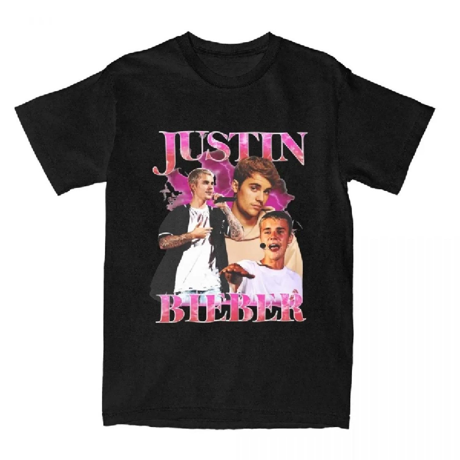 

Justins Biebers T-Shirt Men Crazy Pure Cotton Tees Crew Neck Short Sleeve T Shirt Summer Clothing M чорний