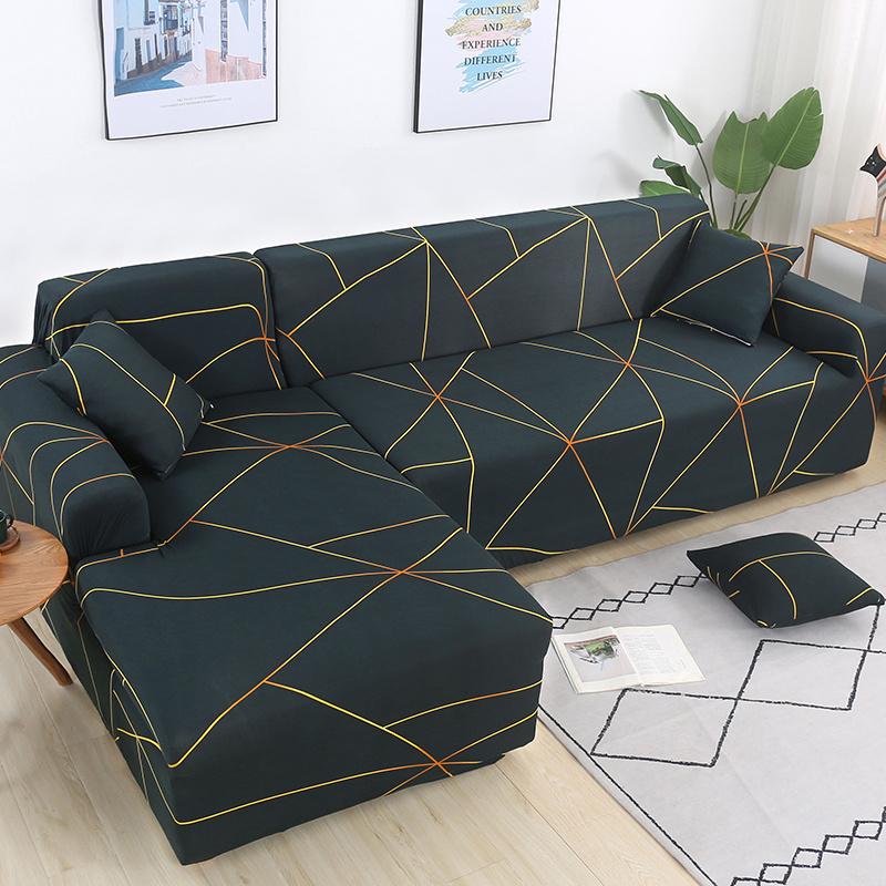Geometric Elastic Sofa Cover Slipcovers L-Shaped Corner Sofa Couch Cover Armchair Sofa Cover 1/2/3/4 Seater for Living Room 1PC