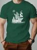 Summer Unisexs 100 Cotton Casual Loose Ship Pattern Printed Comfortable Sports Round Neck Short Sleeve Tshirt Top