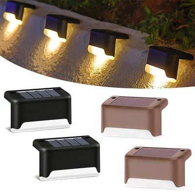 4 szt. Solarna LED Lampa Ścienna na Schody Zewnętrzna IP65 Wodoodporna Na Dziedziniec Podwórko Taras Schody Płot Ścieżka Ogrodowa Oświetlenie Nocne
