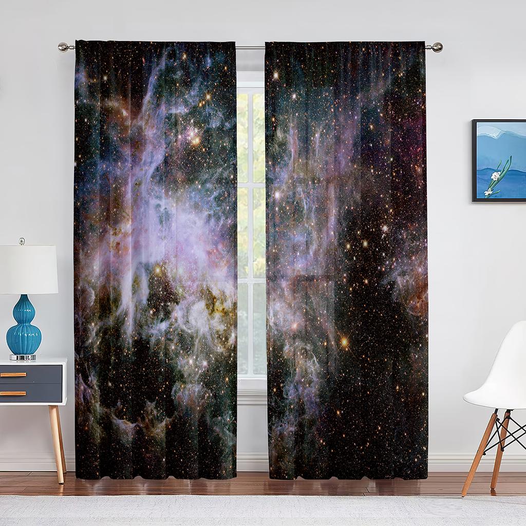 Perdea Voal Transparentă Galaxy Spațiul Cosmic Exterior pentru Living Dormitor Bucătărie Univers Stele Șifon Tul Tratament Fereastră Decorațiuni