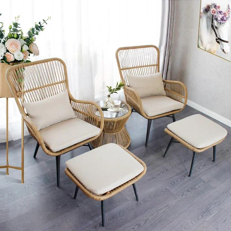 Rattan Dining Chair - Modern Minimalist, Fits Kitchen & Outdoor, Nordic Style Leisure Seating