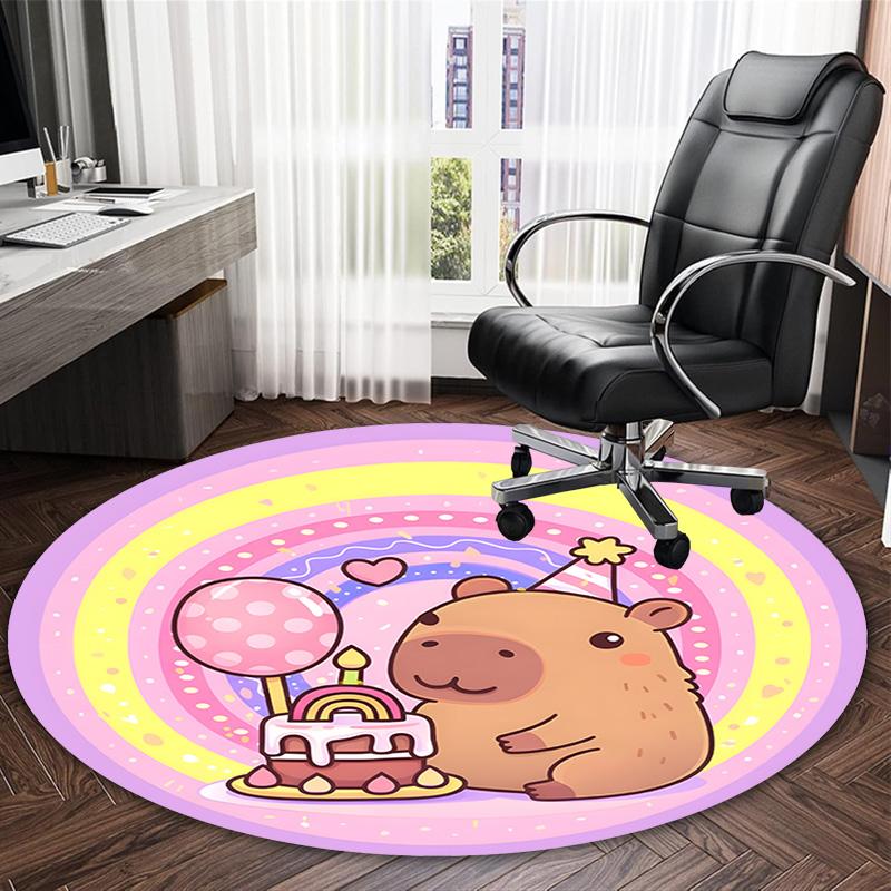 1pc Capybara Carpet, Round Rug, Comfortable, Suitable for Entryways, Living Rooms, Office, And Bedrooms, Christmas Decoration