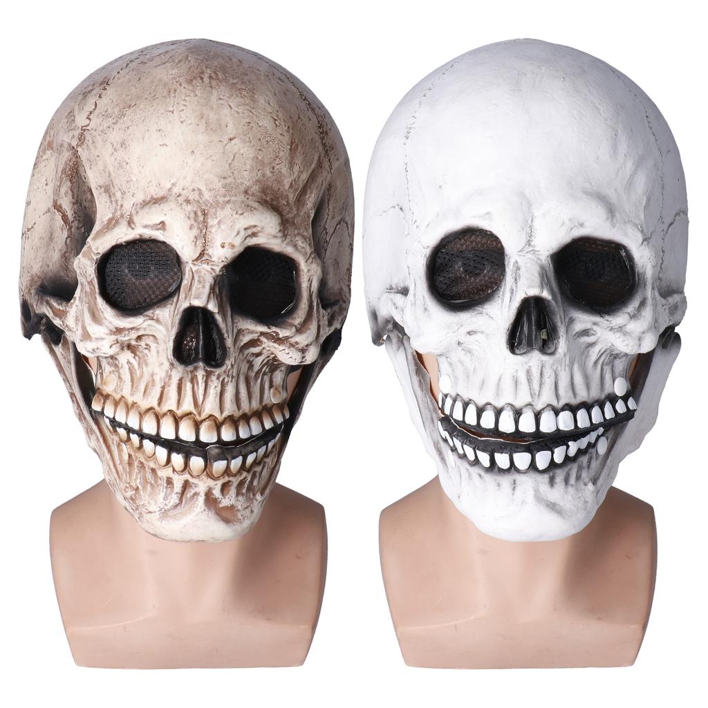 Cadılar Bayramı Kafatası Kaskı Lateks Hareketli Çene Tam Kafatası Kaskı Tatil Partisi Dekorasyonu Cosplay Cos