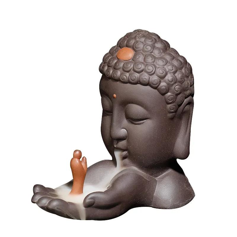 1pc Ceramics Waterfall Incense Burner, Backflow Incense Burner, Buddha Statue Burner Holder, Home Decor, Room Decor,Zen Decor