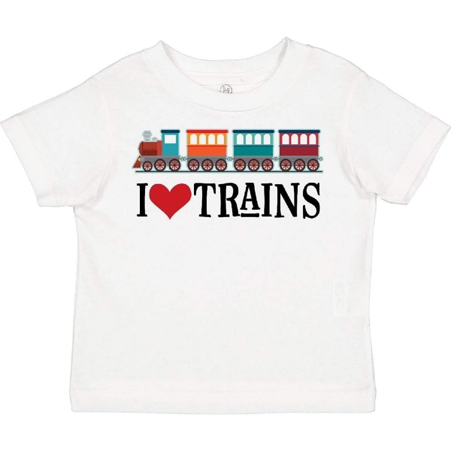 inktastic I Love Trains Toddler T-Shirt S