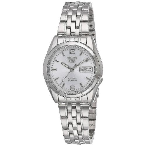 SEIKO 5 [Authentic] Overseas Seiko Five Automatic Watch, See-Through Back, Silver Dial, Metal Band, SNK385KC, Men's