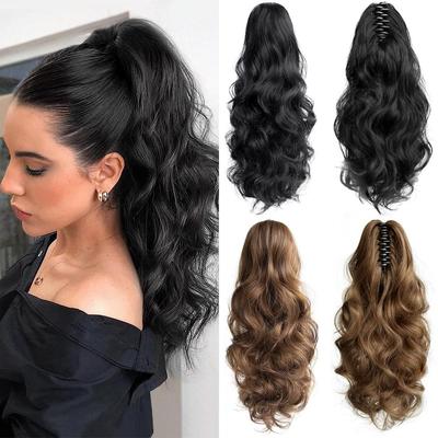 Claw In Ponytail Synthetic Long Wavy Curly Ponytail Wig Extensions Heat-Resistant Fiber Wig For Women Daily Cosplay Party Wear