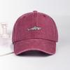 MLFO Shark Embroidered PreWashed Baseball Cap Summer WideBrim Cap Spring Casual Cap Outdoor Sun Hat Fishing Cap