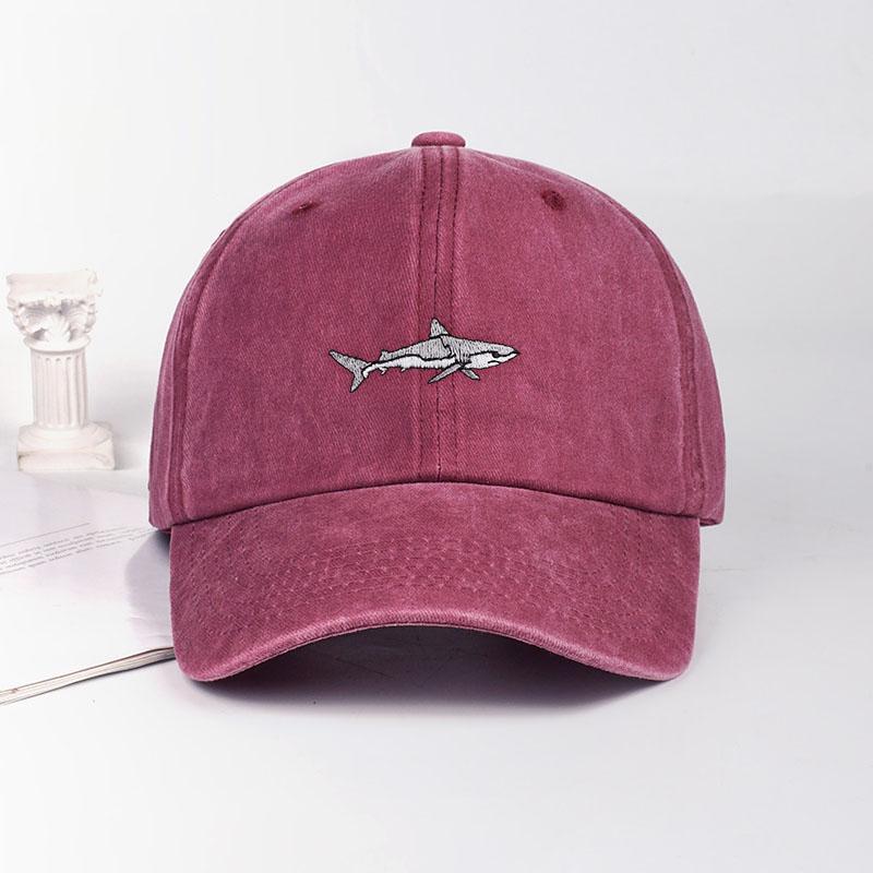 

Mlfo Shark Embroidered Pre-Washed Baseball Cap: Summer Wide-Brim Cap, Spring Casual Cap, Outdoor Sun Hat, Fishing Cap