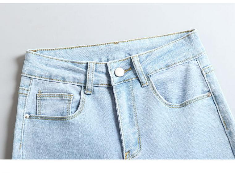 2022 Women's Light Color High Waist Stretch Denim Slimming Cropped Pants