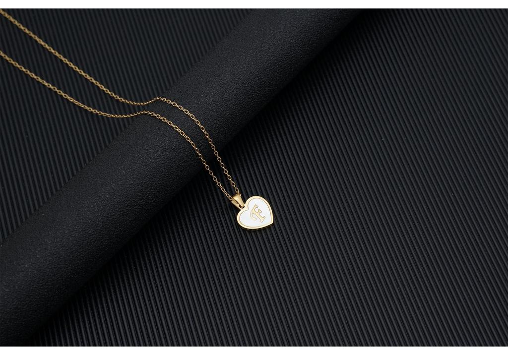 Gold Shell Pendant Necklace with English Alphabet - European & American Trend In Titanium Steel Chain