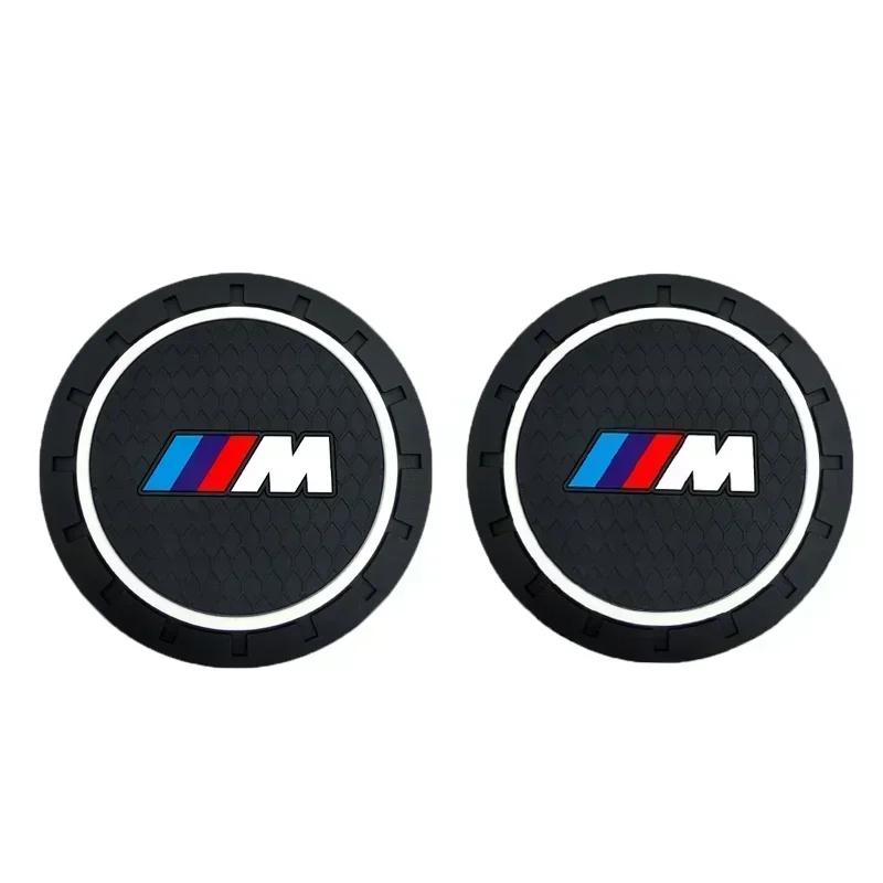 VZWS2 2Pcs Silica Gel Car Coaster Water Cup Anti-slip Pad For BMW X1 X2 X3 X5 X4 X6 X7 G30 G20 G32 G11 G12 F40 F30 F2 Auto Accessories