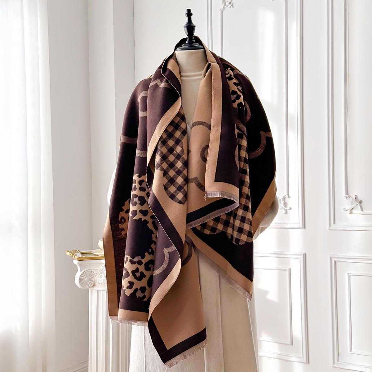 

Fashion Women S Scarves - Floral Leopard Plaid Print Tassels Shawl, Winter Warm Soft Wrap, Vintage Bandana Style Pashmina