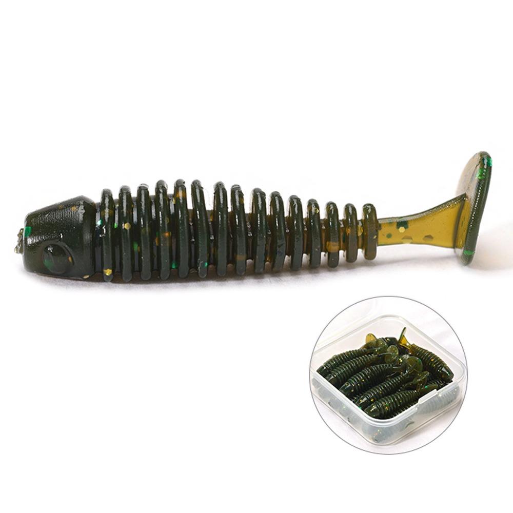 

20pcs/box 3.5cm 0.65g Soft Baits Supercontinent Shad Horizontal Artificial Silicone Baits Floating Fishing Lure Octopus Fishing темно-зелений колір