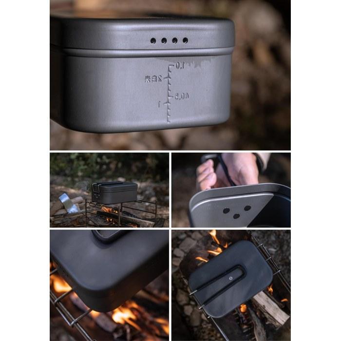 CAMPING MOON Messtin 2-Go Large with Spill Prevention Groove & Drain Holes - Outdoor Cookware, Rice Pot, Camping, Disaster Preparedness -