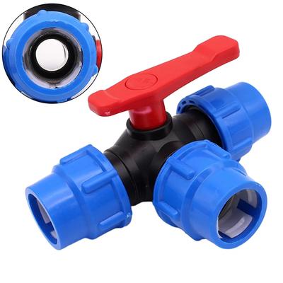 Water Pipe Plastic Ball Valve 20/25/32/40/50mm Quick Connect Garden Plastic Valve Water Pipe 3-Way Ball Valve Connector
