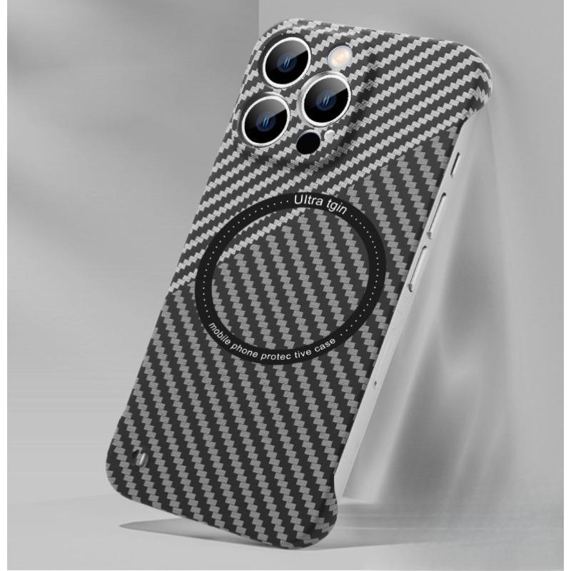 

Оптовая продажа чехлов для телефонов с узором из углеродного волокна без рамок для iPhone16, магнитная беспроводная зарядка Magsafe для Apple 15 iPhone14Pro