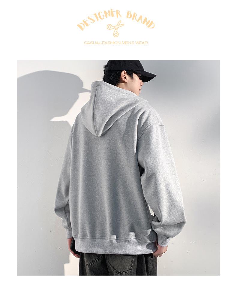 Men's Autumn/Winter 2025 Fleece-Lined Hooded Cardigan Sweatshirt, Heavyweight Casual Jacket for Teen Boys.