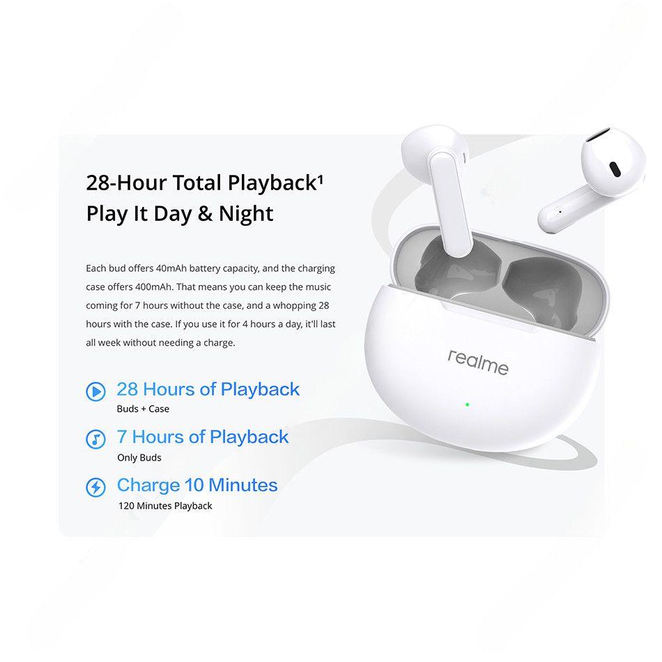 Słuchawki Realme Buds T01 Prawdziwie Bezprzewodowe Słuchawki Douszne Redukcja Szumów AI Słuchawki TWS Bluetooth 5.4 28 Godzin Pracy Baterii