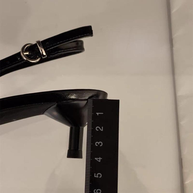 Fashion Baotou Sandals Summer New Pointed Head Shallow Mouth Metal Buckle A Line with Anti-slip Wear-resistant Heel Shoes