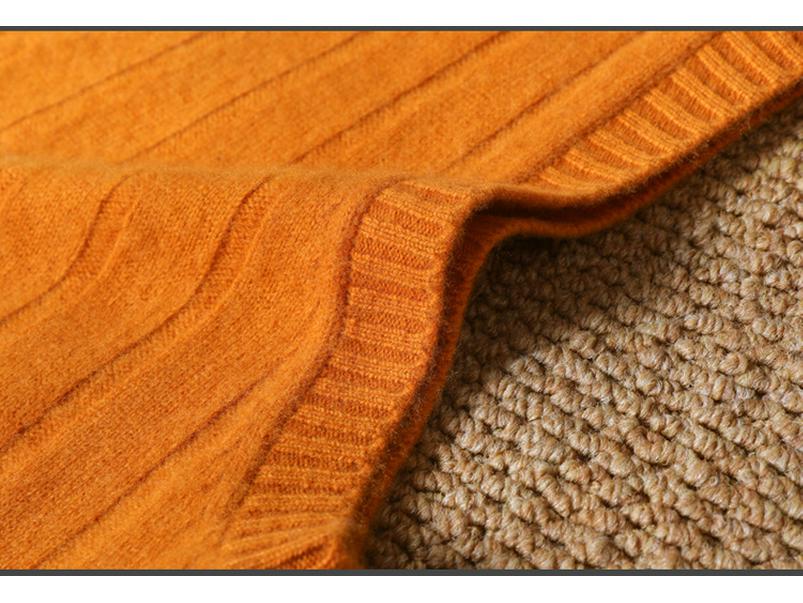 Men's 100% Pure Wool V-Neck Thickened Sleeveless Knit Vest - Solid Color, Ribbed, Slimming, Warm