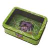 Rectangular Metal Tin Box with Transparent Lid for Candy Cookie Storage and Holiday Decorative Use Halloween Theme Design