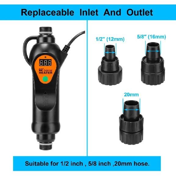 Aquarium External Heater in-Line Fish Tank External Heater 300W for Canister Filter