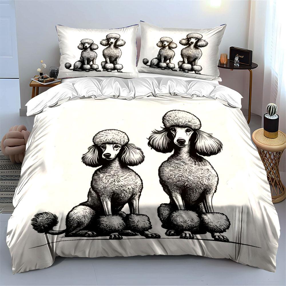 Elegant Poodles In Harmony. Bedding Sets Duvet Covers Pillowcases(1* Duvet Cover 2* Pillowcases Without Duvet Insert)