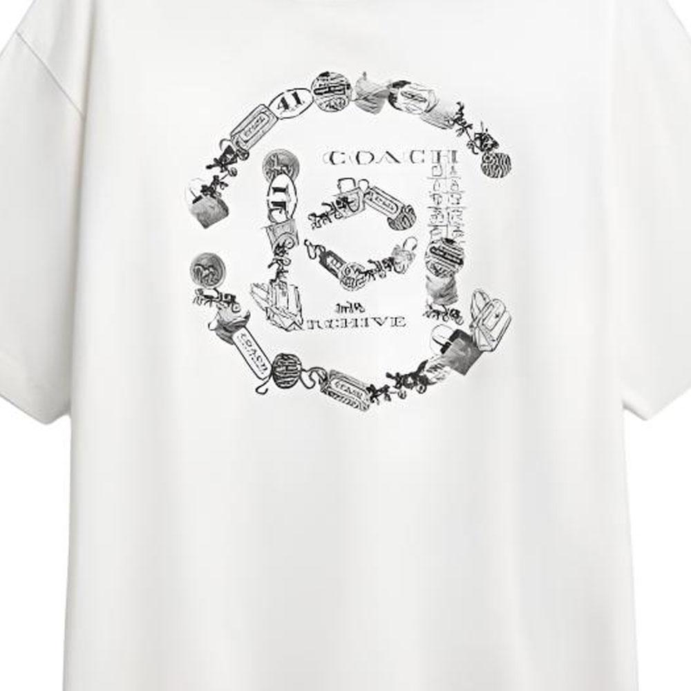 Coach X Clot SS26 Cotton Round Neck Short Sleeve Printed Casual T-Shirt Unisex Tops CDD49-WHT