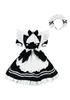 OMZIN Gothic Lolita Maid Moe Cosplay Short Cute Lolita Maid Stage Size L Outfit, Costume, Sleeves, Ruffles, Style, Headband, Outfit, Event, Party,