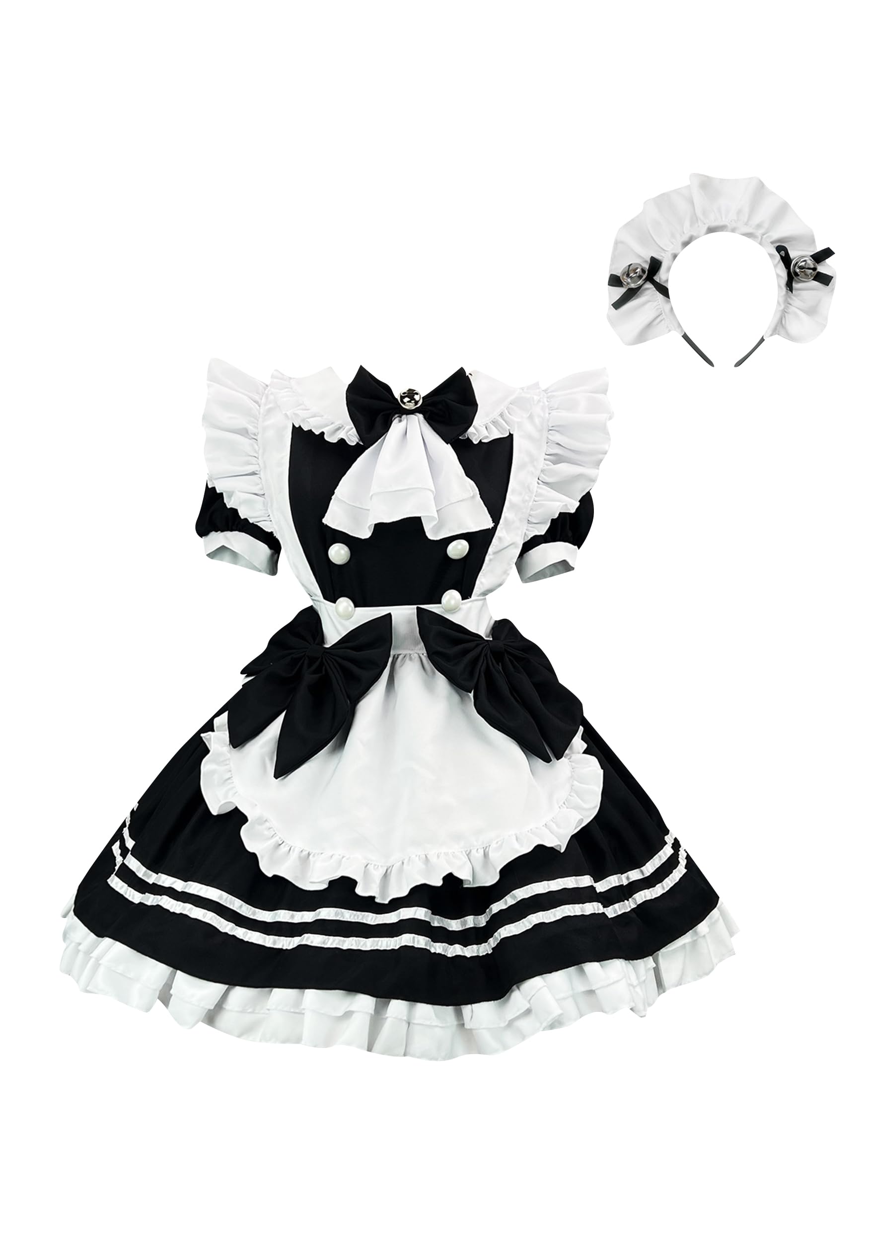 

OMZIN Готическая Лолита Горничная Моэ Косплей Короткий Милый Лолита Горничная Сценический Размер L Наряд, Костюм, Рукава, Рюши, Стиль, Повязка на голову, Наряд, Мероприятие, Вечеринка, чёрный