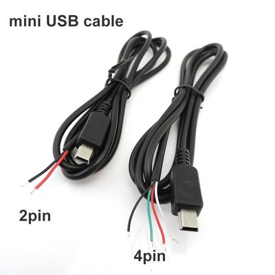 Câble d'alimentation mini USB mâle 2 broches 4 broches 5 broches connecteur de transmission de données de charge bricolage soudage 1 m réparation de fil 2 chargeur 4 cœurs