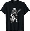 Basset Hound Playing Guitar Funny Basset Hound Dog Lover T-Shirt