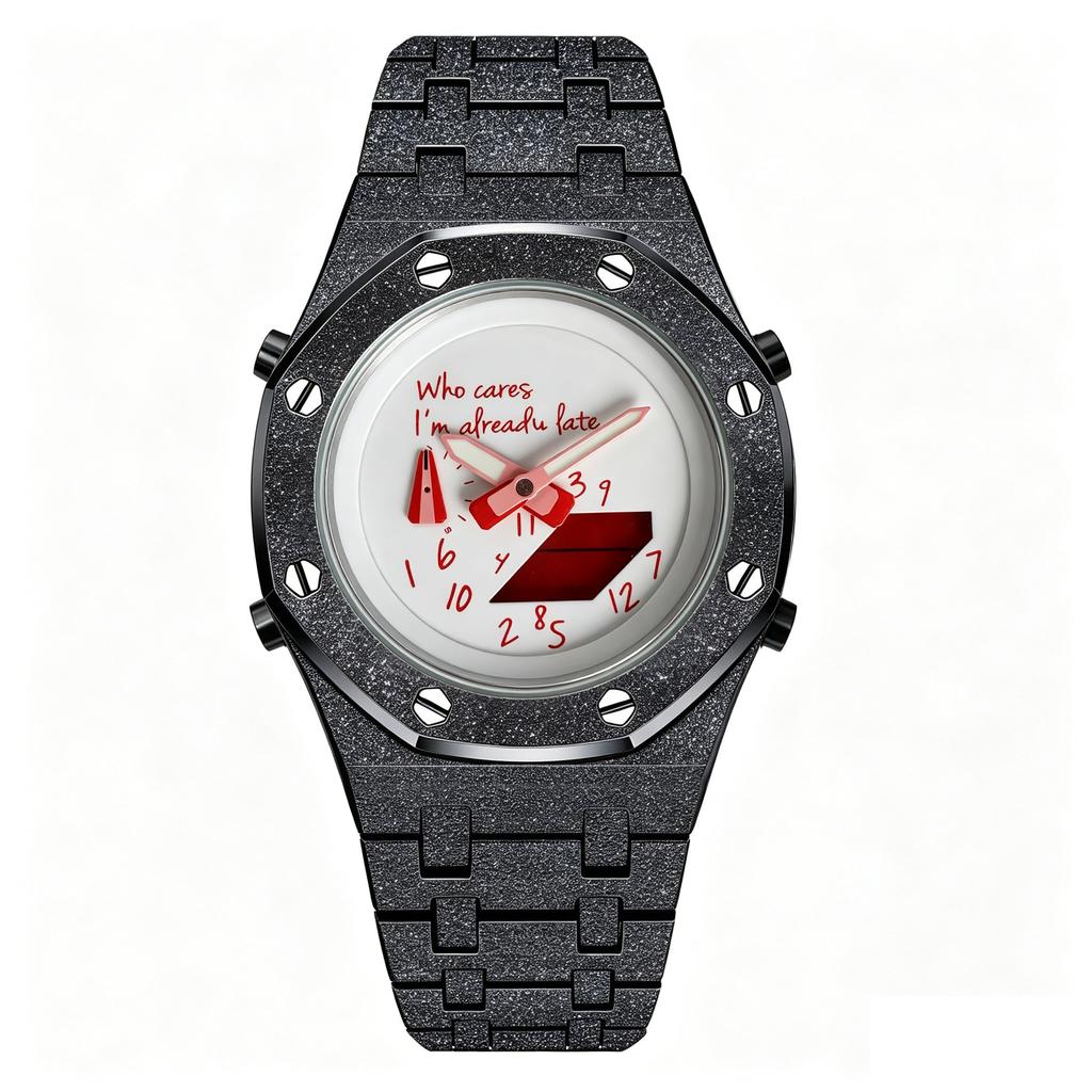 1pc New Polygon Men's Watch - Graffiti Digital Fashion Digital Display Multi-functional Night-Light Water-Resistant